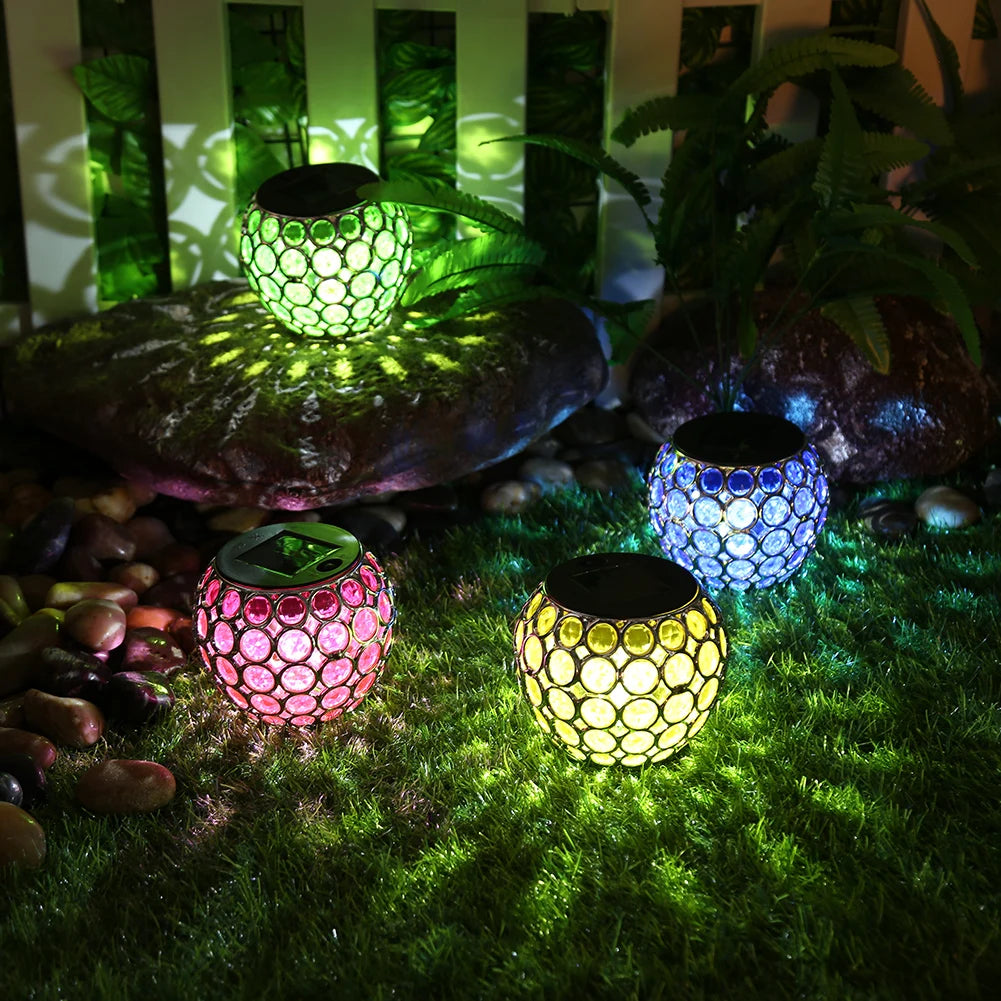 Solar LED Hollow Hanging Ball Light - Peacock Design