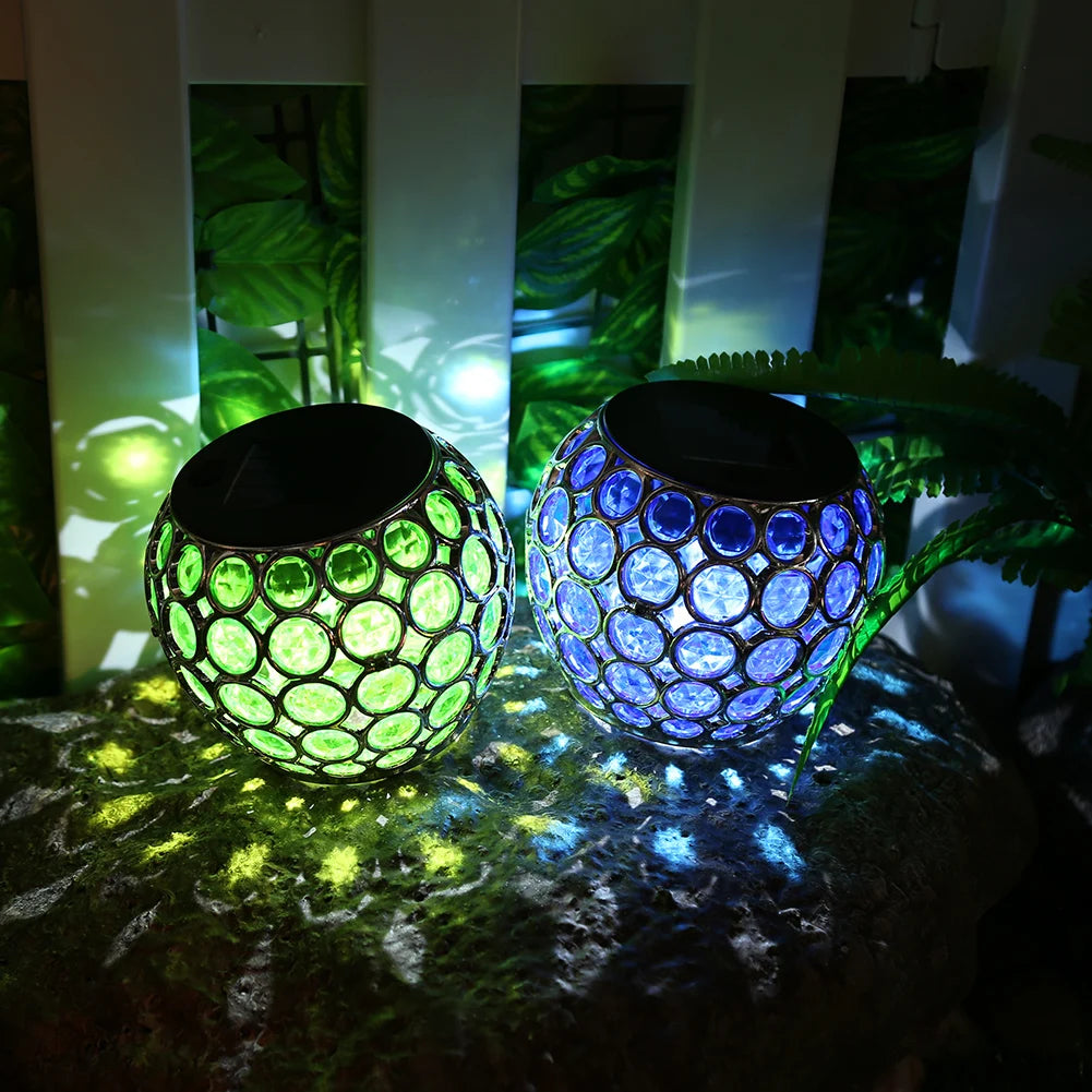 Solar LED Hollow Hanging Ball Light - Peacock Design