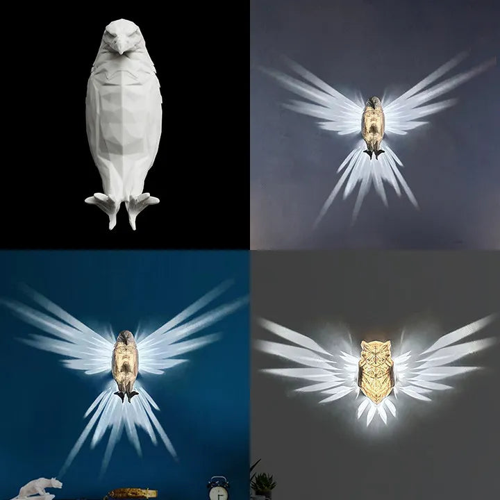 3D Bird Wall Lamp - Owl & Eagle Shapes